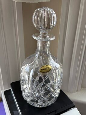 BLOCK 24% Lead Crystal Glass Decanter Mouth Blown & Hand Cut w/ Stopper, Poland